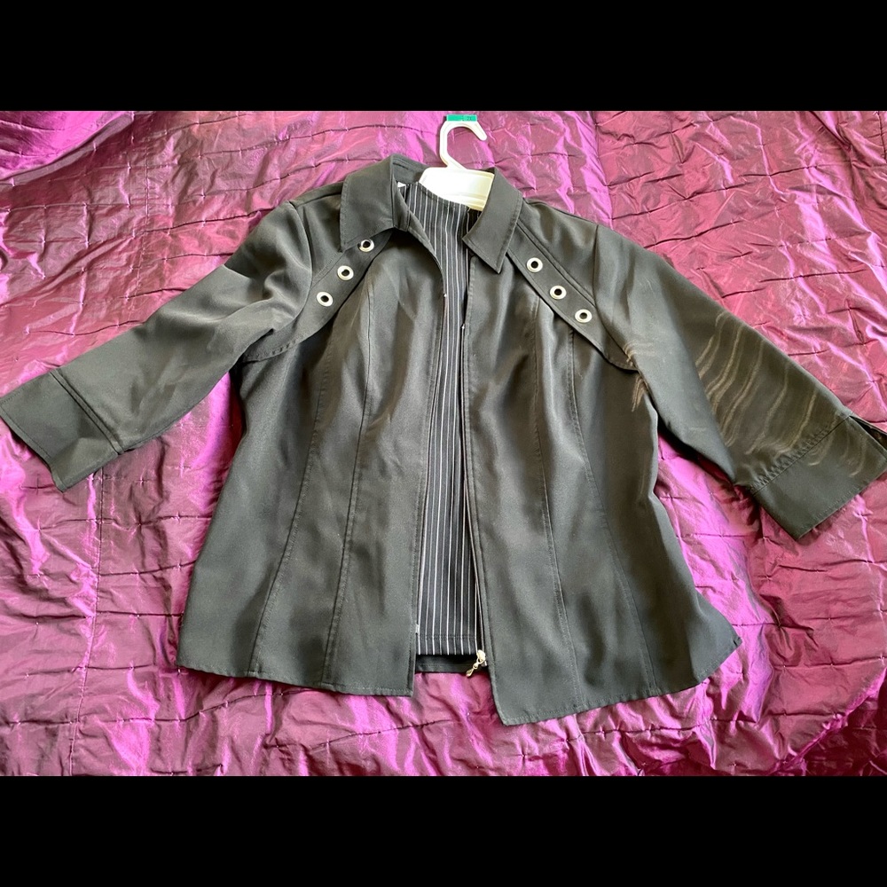 2-Piece Black Jacket + Tank Top Set